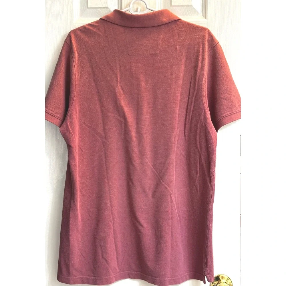 Banana Republic Mens Large Red Textured Cotton Short Sleeve Polo Shirt RN54023